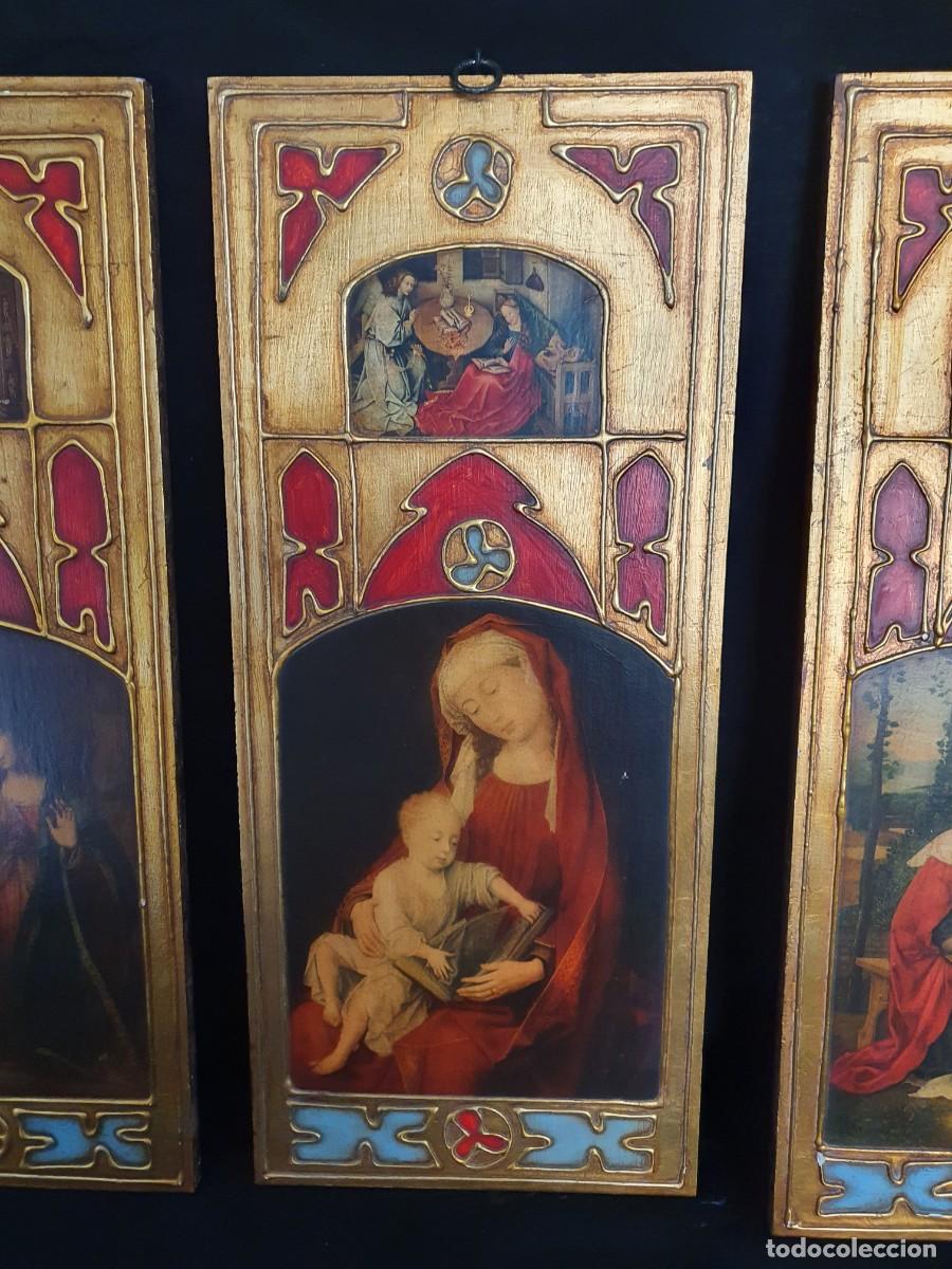 Arte: -Triptico religioso esmaltes y pan de oro - Foto 3