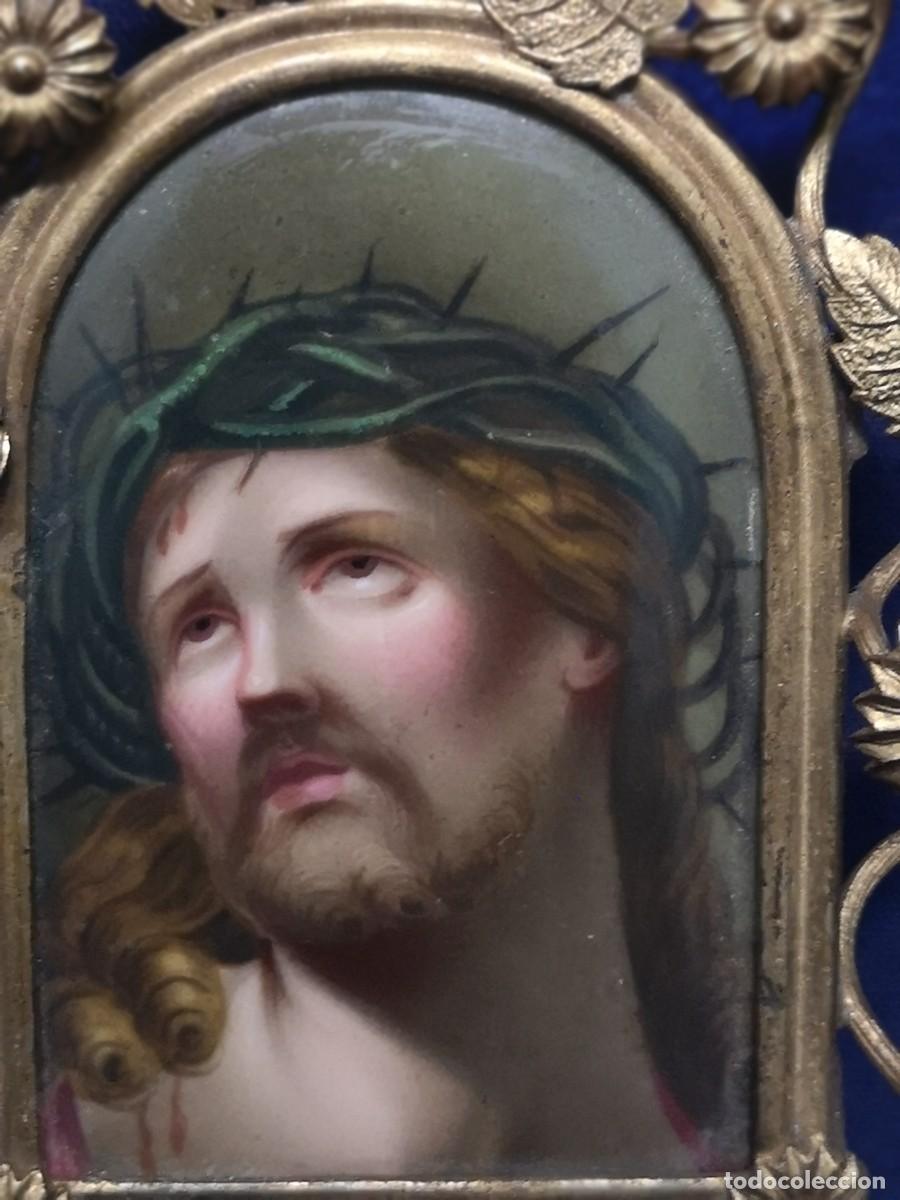 Arte: PLACA DE POCELANA REPRESENTANDO A CRISTO CON CORONA DE ESPINAS. - Foto 4