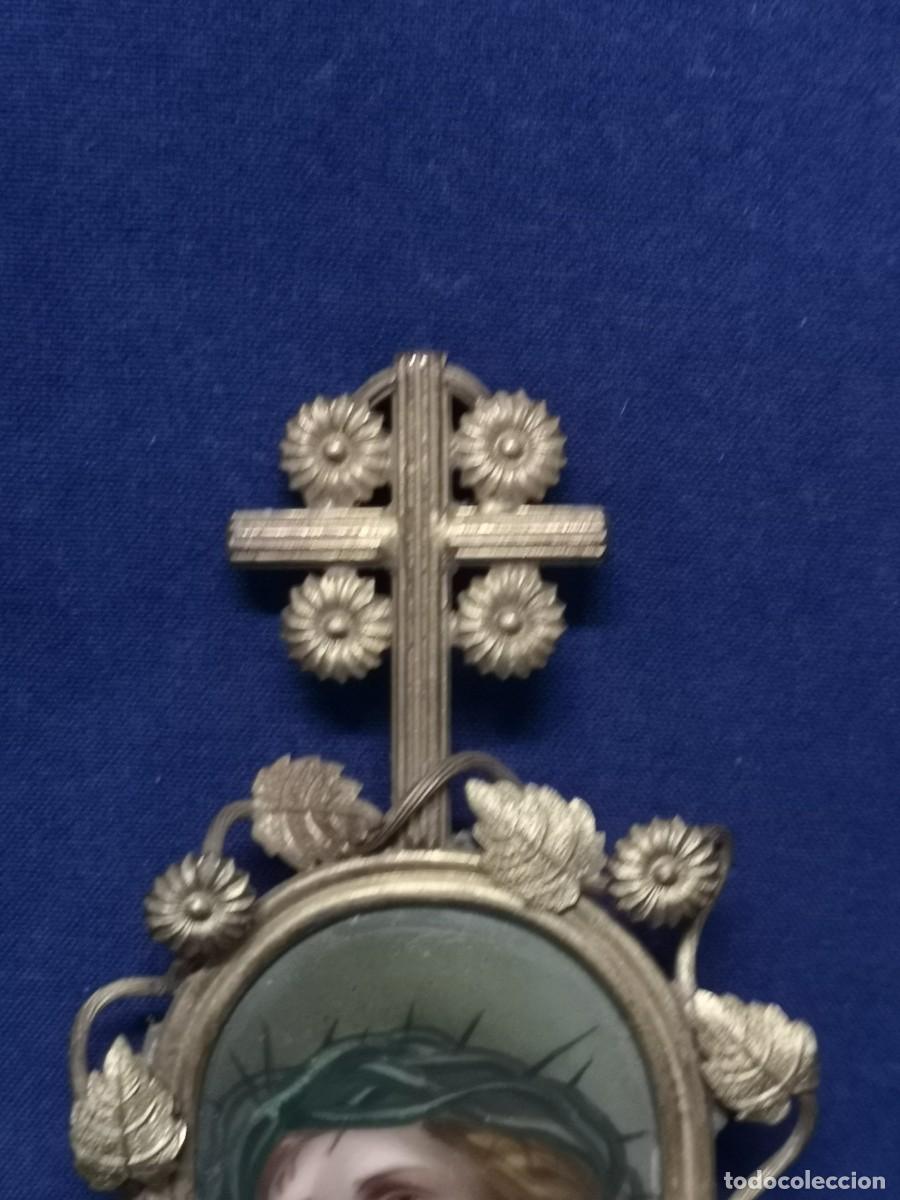 Arte: PLACA DE POCELANA REPRESENTANDO A CRISTO CON CORONA DE ESPINAS. - Foto 6