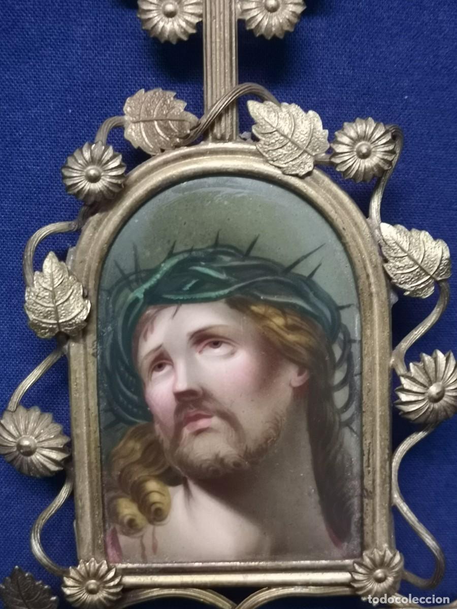 Arte: PLACA DE POCELANA REPRESENTANDO A CRISTO CON CORONA DE ESPINAS. - Foto 7