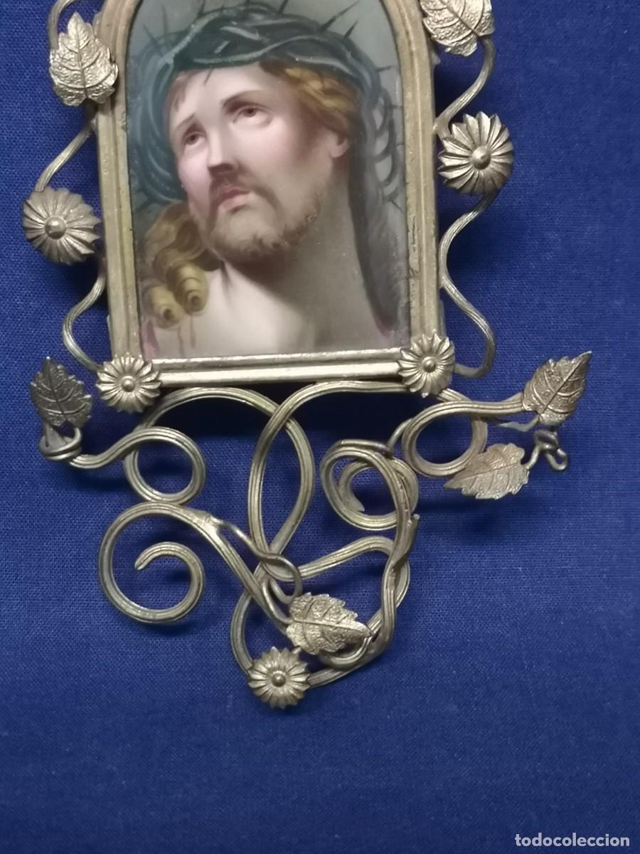 Arte: PLACA DE POCELANA REPRESENTANDO A CRISTO CON CORONA DE ESPINAS. - Foto 8