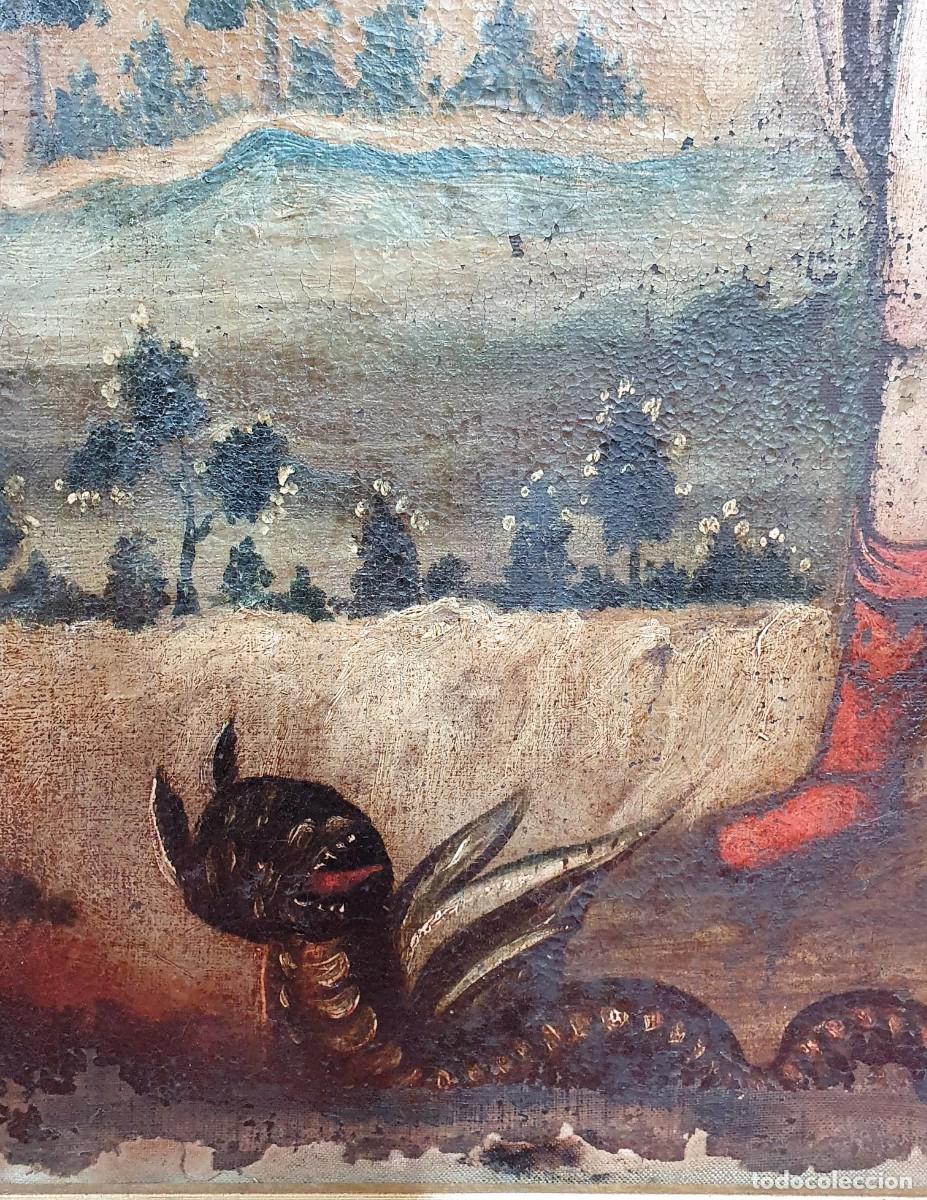 Arte: -Oleo religioso sobre lienzo &Aacute;ngel de la guarda - Foto 3