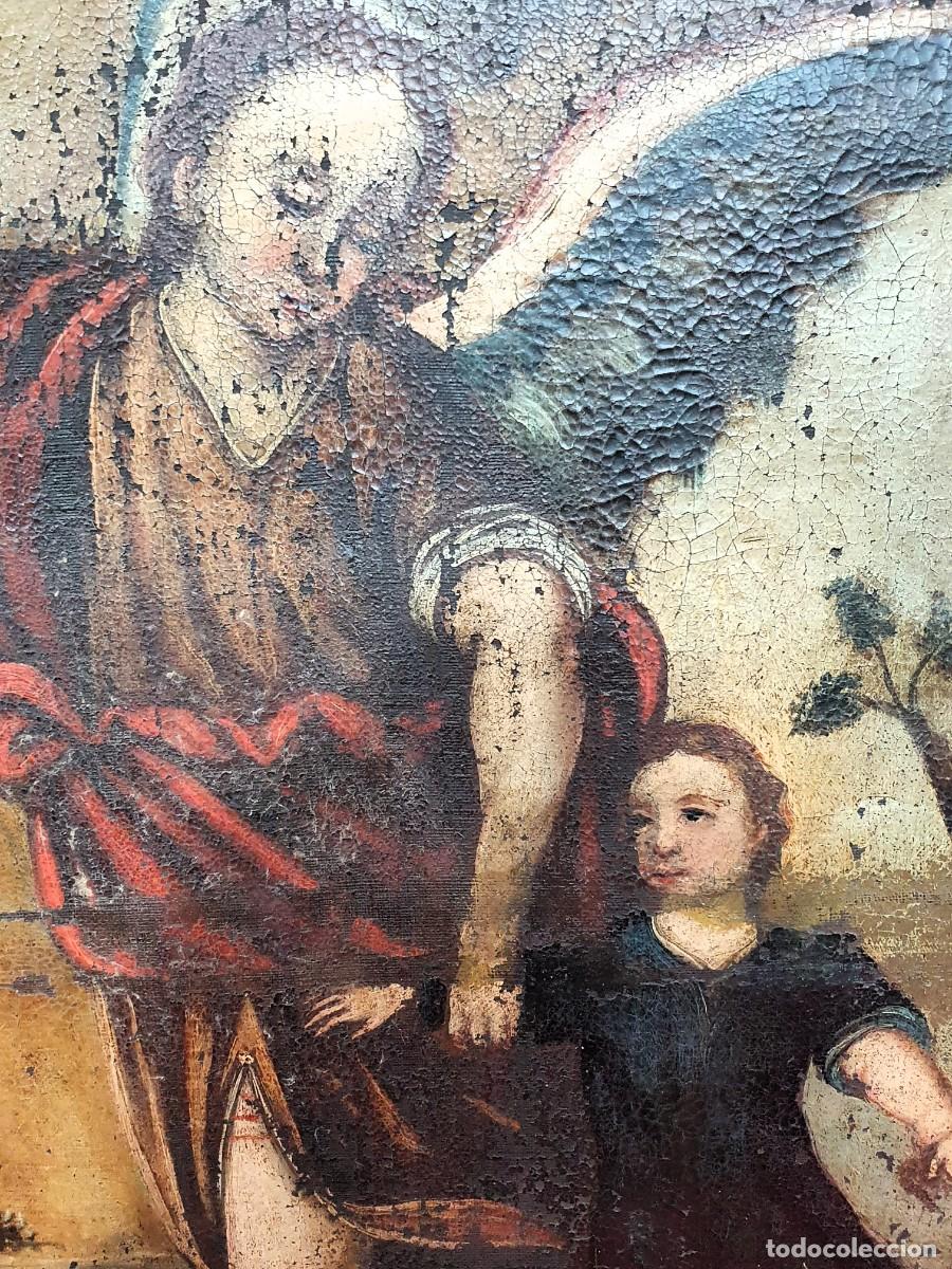 Arte: -Oleo religioso sobre lienzo &Aacute;ngel de la guarda - Foto 4