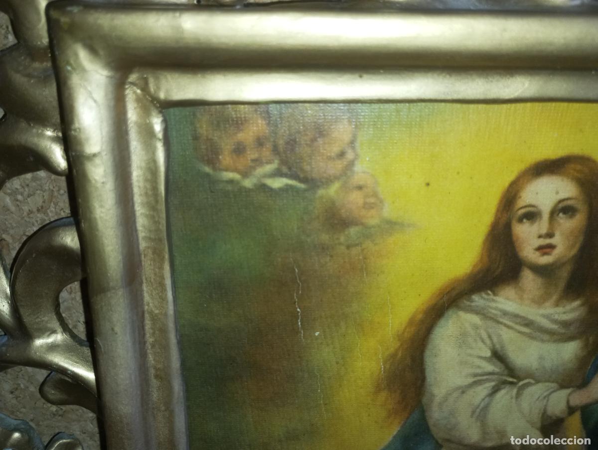 Arte: VIRGEN INMACULADA CONCEPCION S.XIX - MARCO CORNUCOPIA Y POLICROMADA - Foto 8