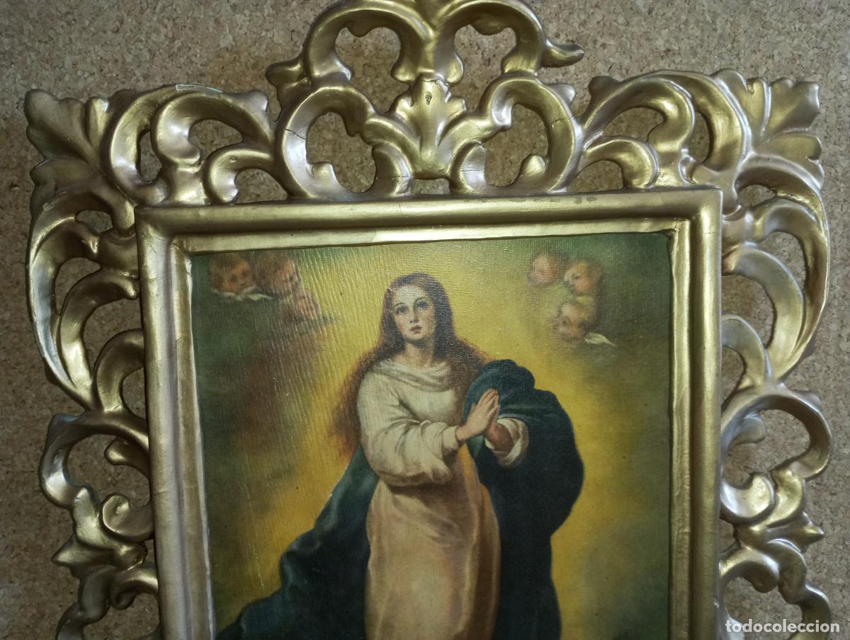 Arte: VIRGEN INMACULADA CONCEPCION S.XIX - MARCO CORNUCOPIA Y POLICROMADA - Foto 11