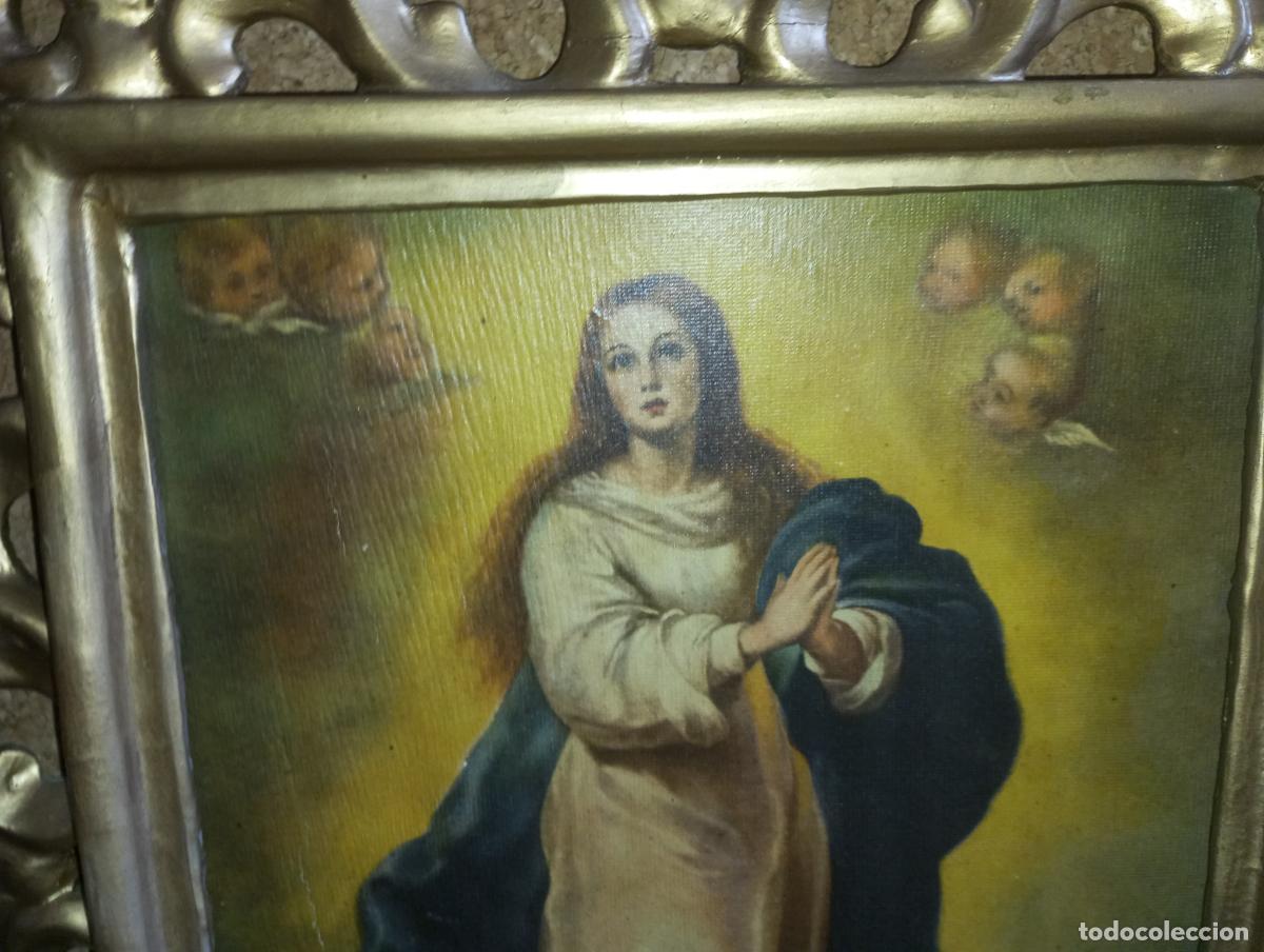 Arte: VIRGEN INMACULADA CONCEPCION S.XIX - MARCO CORNUCOPIA Y POLICROMADA - Foto 12