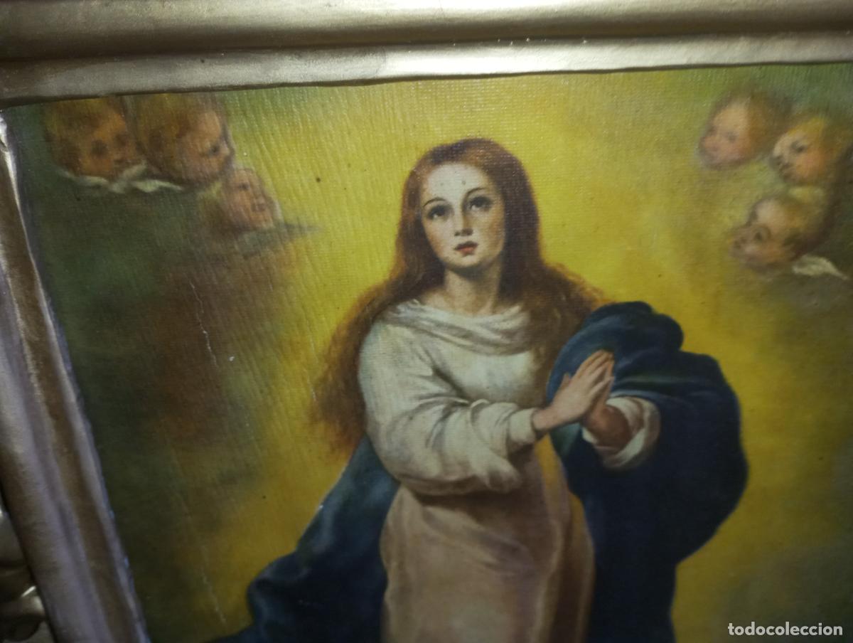 Arte: VIRGEN INMACULADA CONCEPCION S.XIX - MARCO CORNUCOPIA Y POLICROMADA - Foto 13