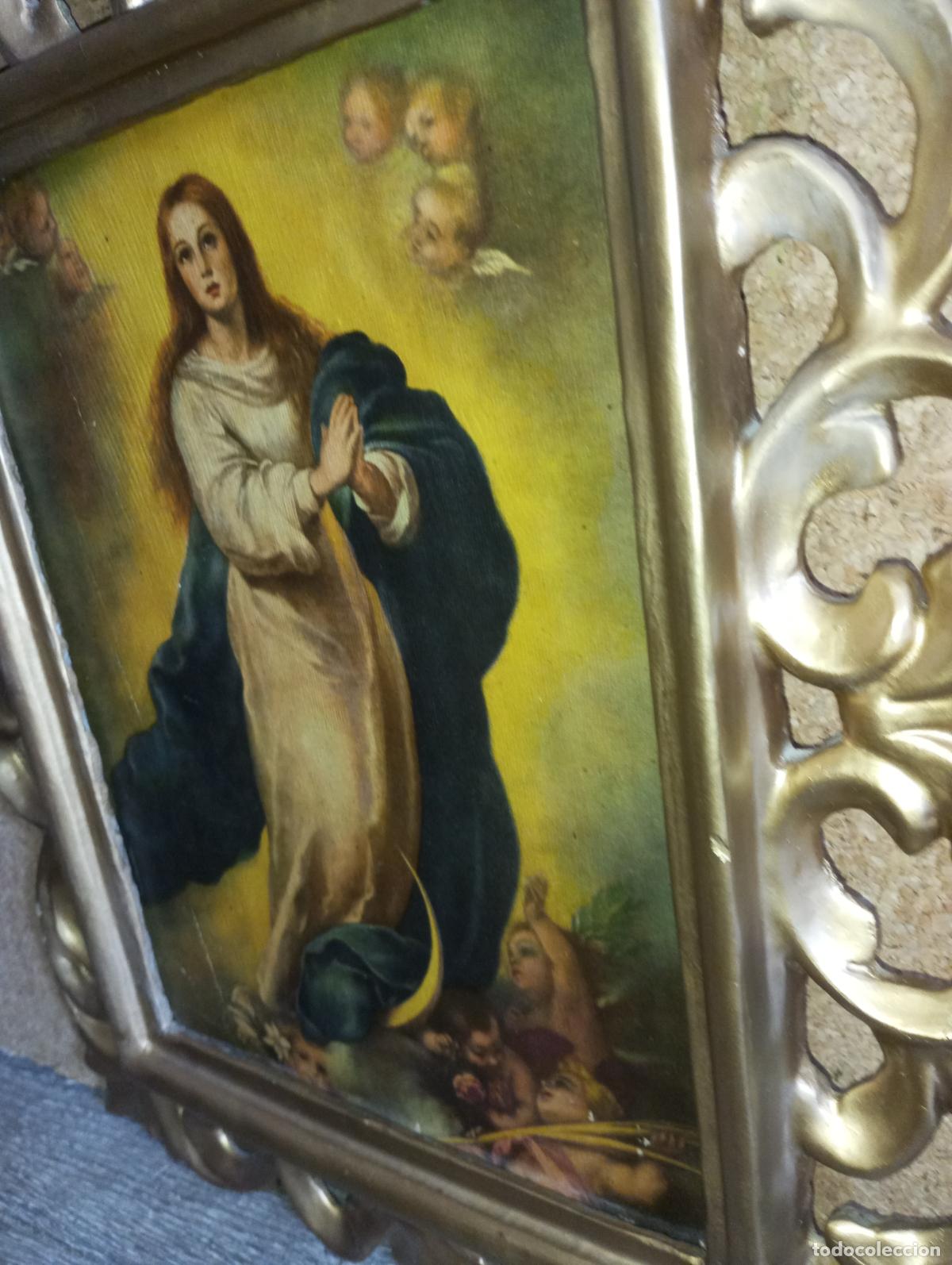 Arte: VIRGEN INMACULADA CONCEPCION S.XIX - MARCO CORNUCOPIA Y POLICROMADA - Foto 25