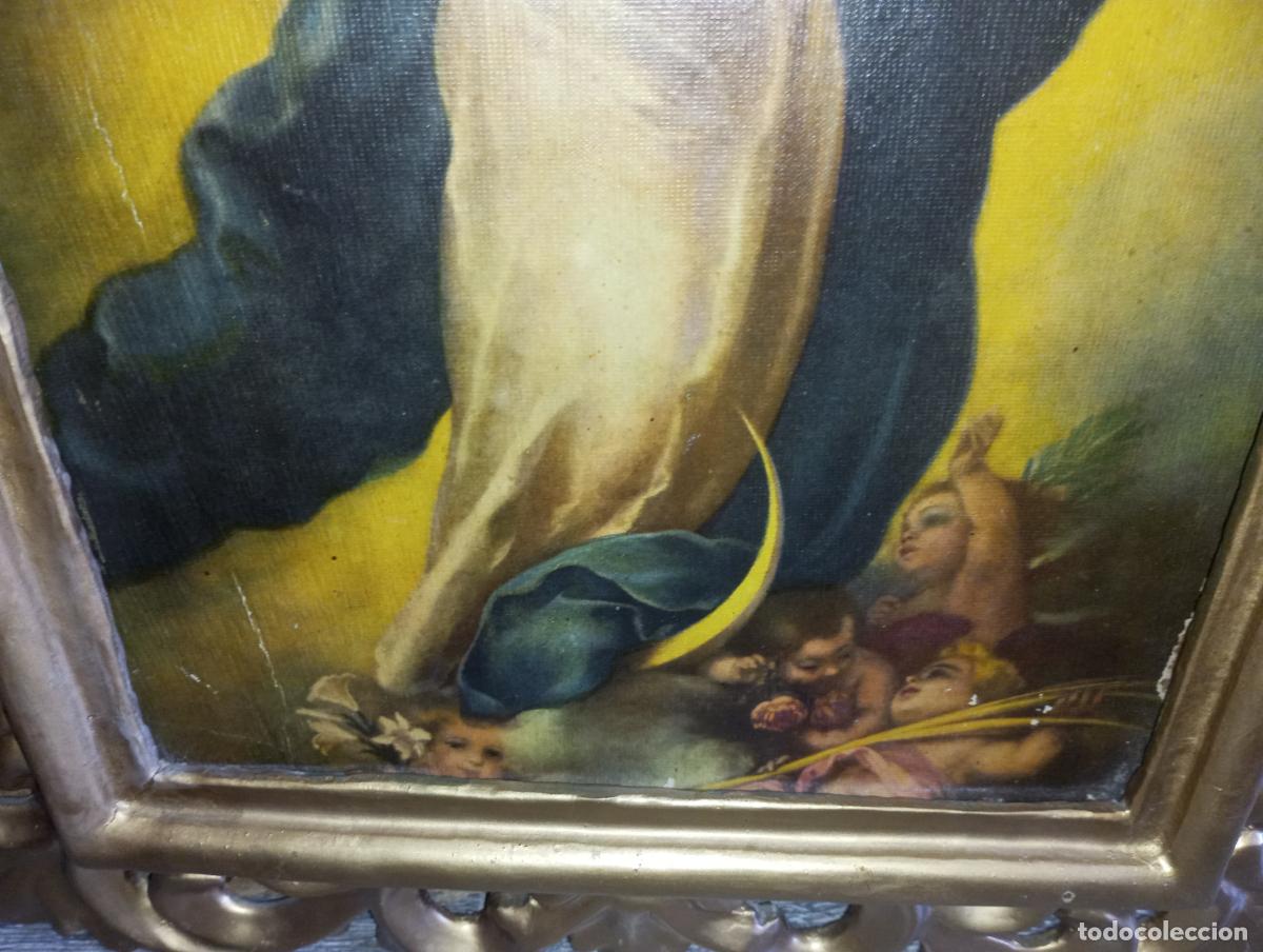 Arte: VIRGEN INMACULADA CONCEPCION S.XIX - MARCO CORNUCOPIA Y POLICROMADA - Foto 26