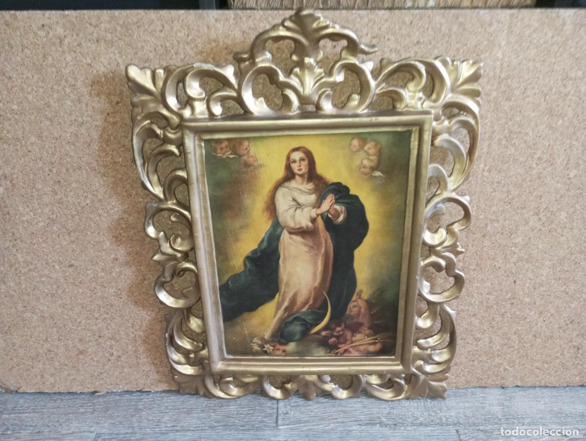 Arte: VIRGEN INMACULADA CONCEPCION S.XIX - MARCO CORNUCOPIA Y POLICROMADA - Foto 1