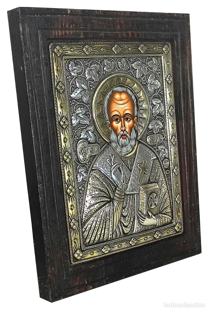 Arte: Icono de plata y oro San Nicolas - Foto 2