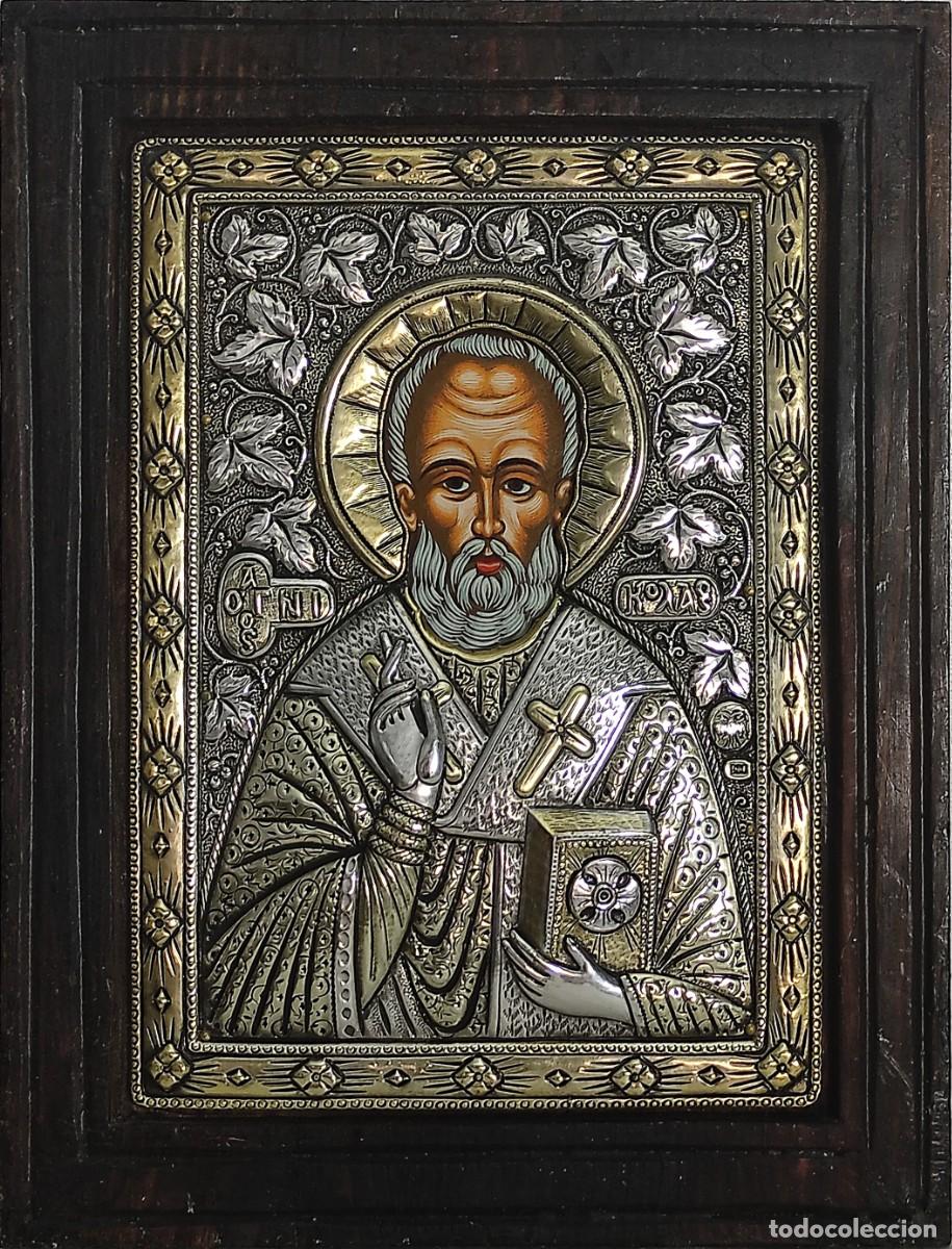 Arte: Icono de plata y oro San Nicolas - Foto 1