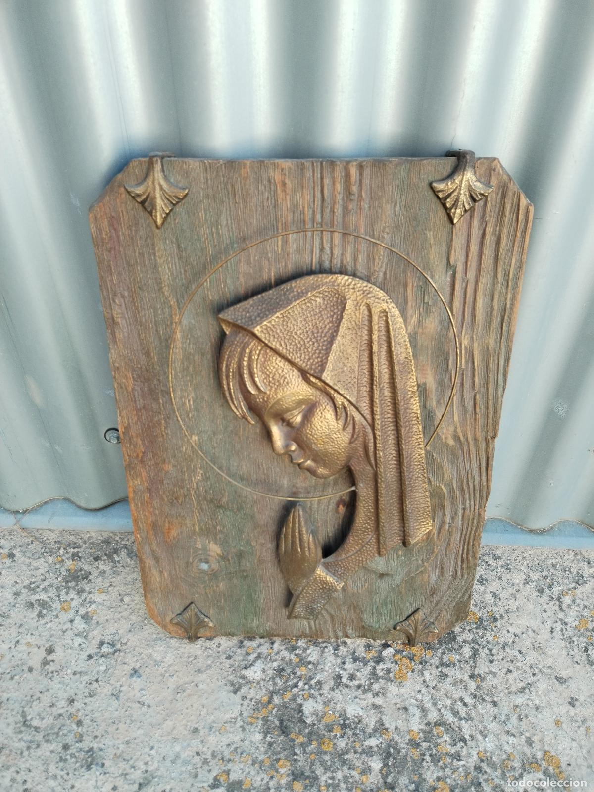 Arte: cuadro virgen de bronce - Foto 3