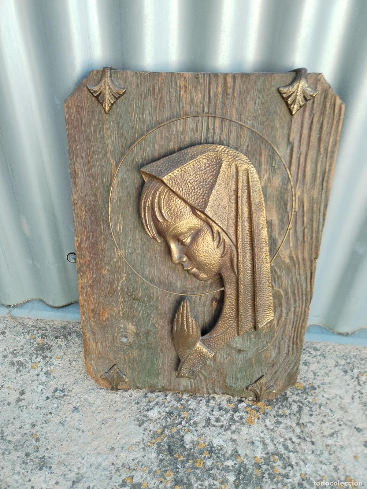 Arte: cuadro virgen de bronce - Foto 1