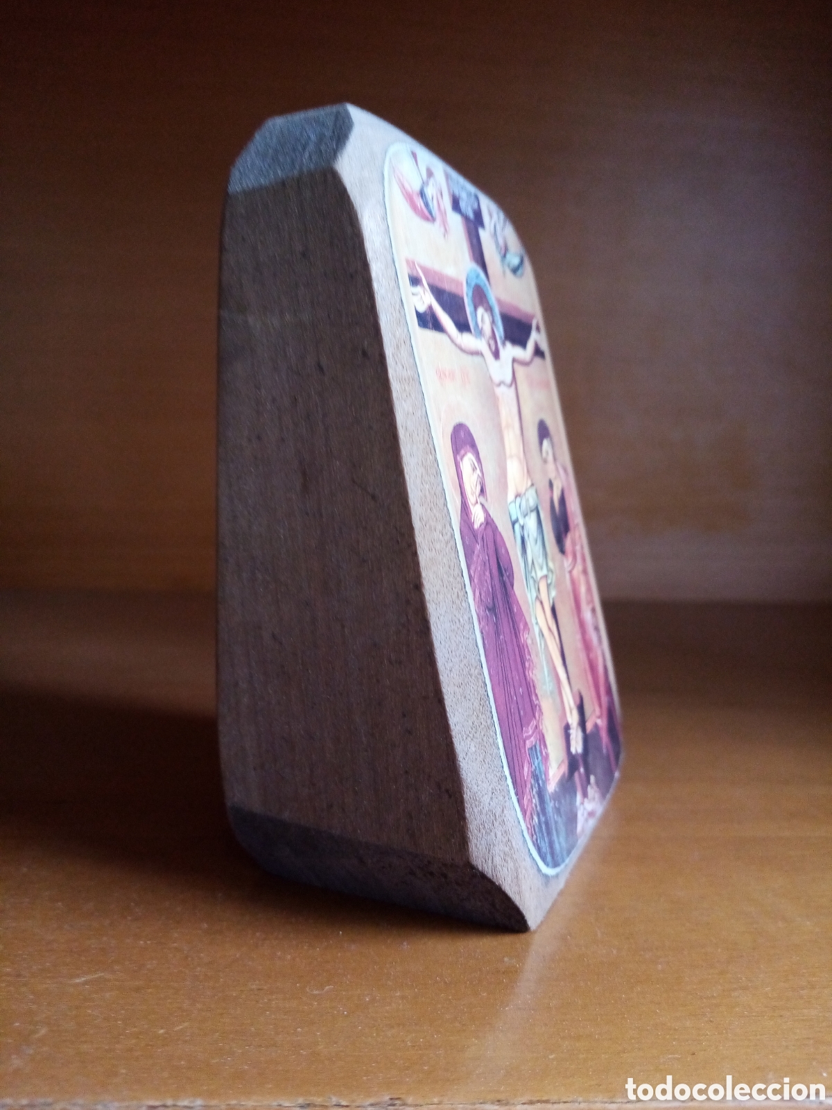 Arte: Icono de Crucificci&oacute;n sobre bloque madera - Foto 2