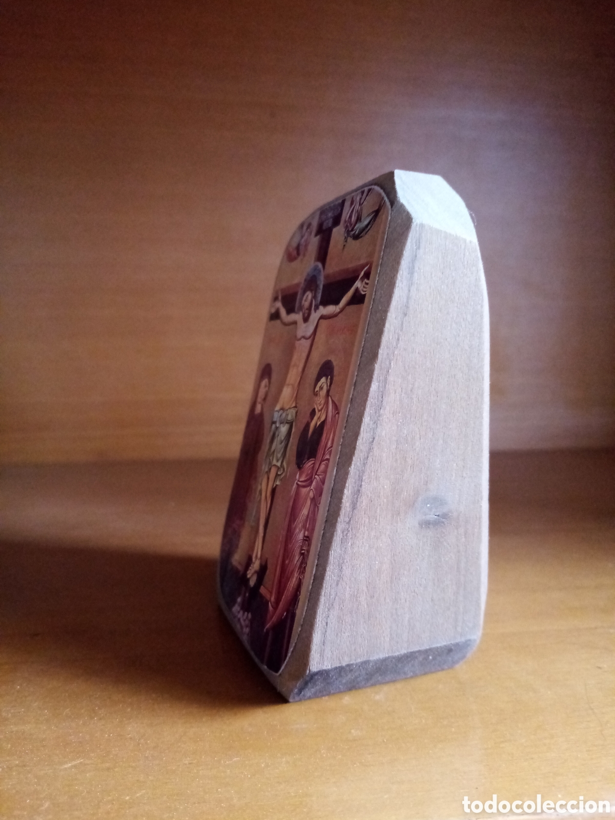 Arte: Icono de Crucificci&oacute;n sobre bloque madera - Foto 4
