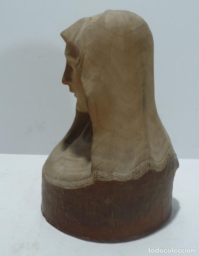 Arte: CABEZA DE VIRGEN TALLA EN MADERA - Foto 2