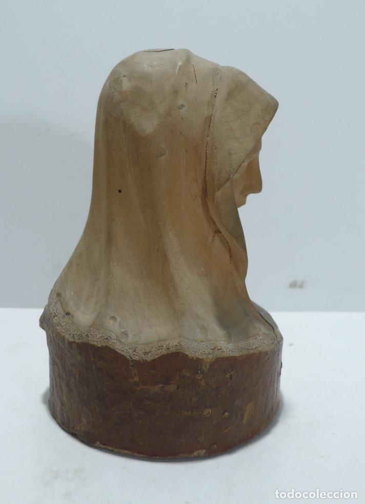 Arte: CABEZA DE VIRGEN TALLA EN MADERA - Foto 3