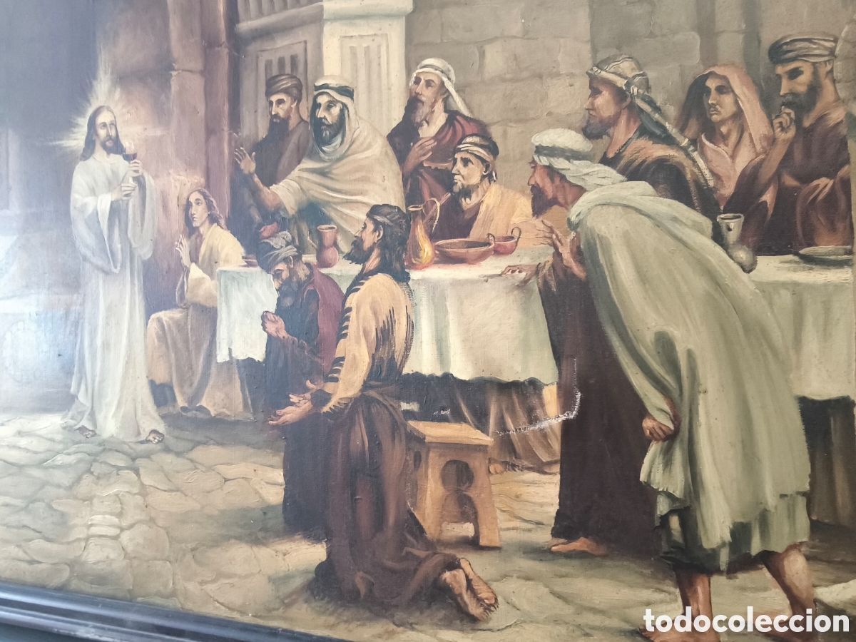 Arte: Cuadro &oacute;leo religioso antiguo - Foto 2