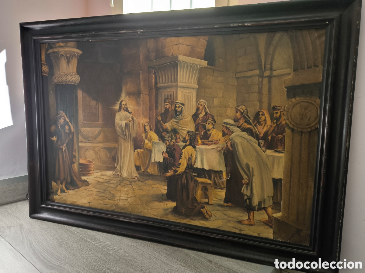 Arte: Cuadro &oacute;leo religioso antiguo - Foto 1