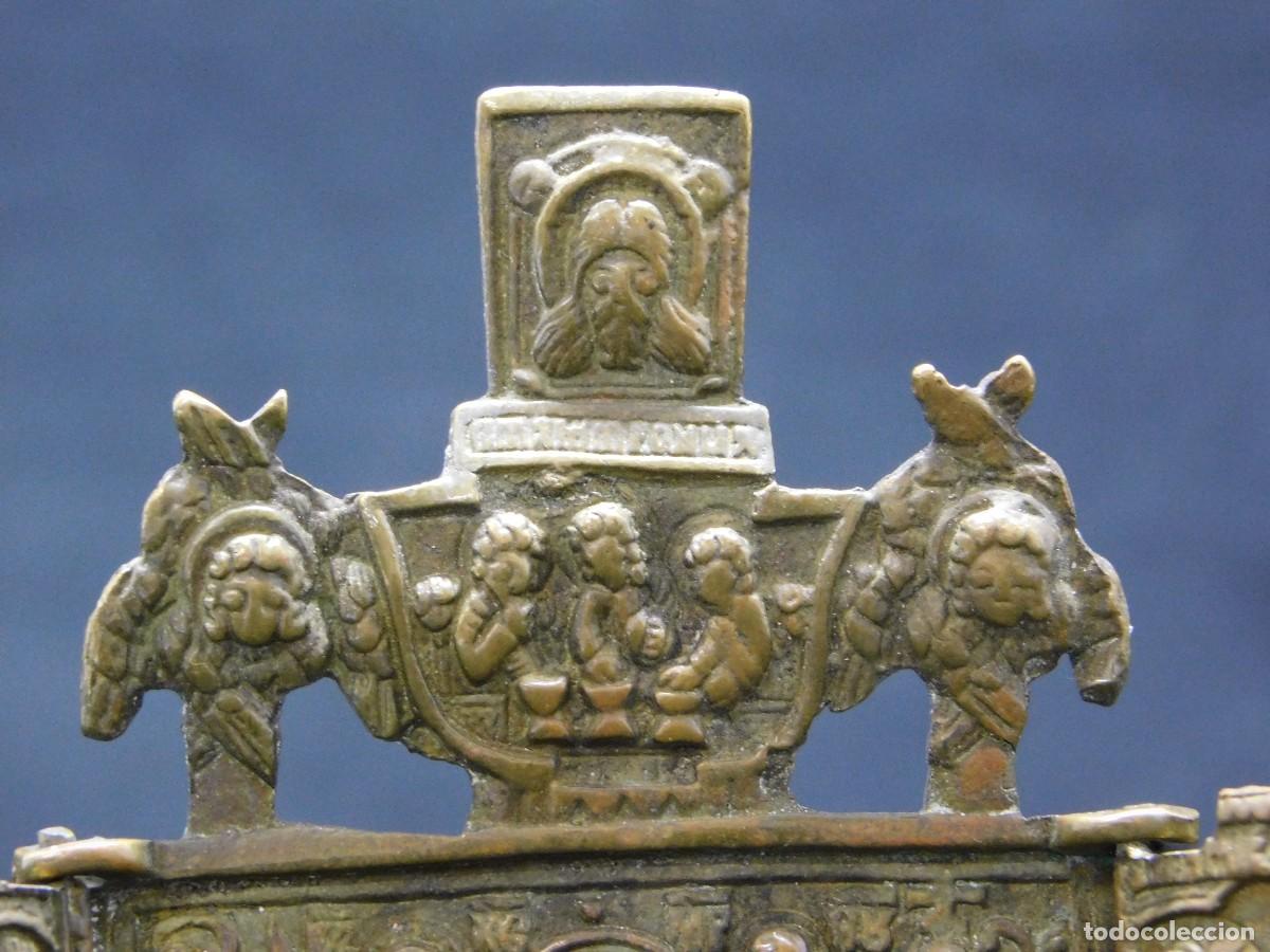 Arte: ICONO RUSO TR&Iacute;PTICO DE BRONCE - Foto 2