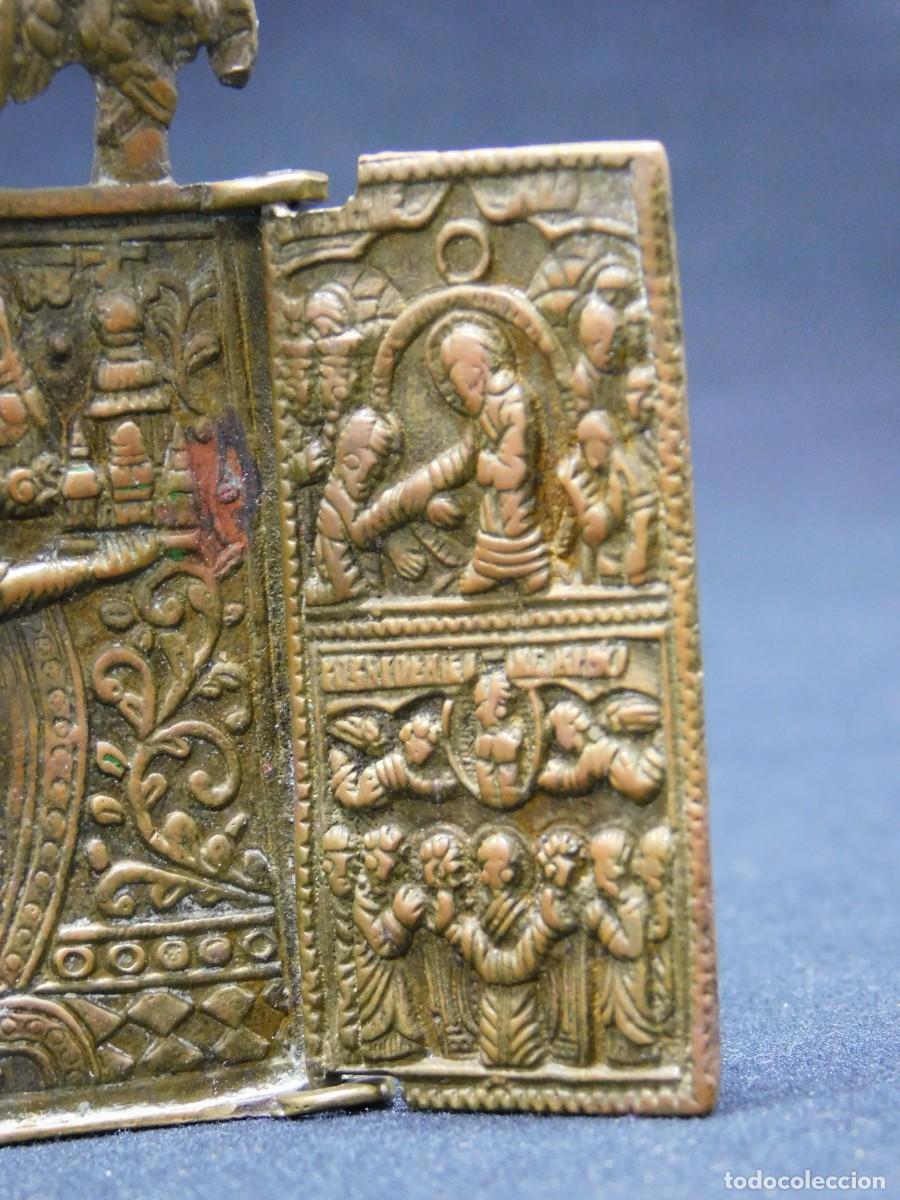 Arte: ICONO RUSO TR&Iacute;PTICO DE BRONCE - Foto 5
