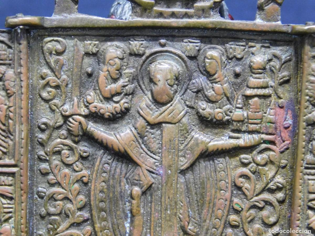 Arte: ICONO RUSO TR&Iacute;PTICO DE BRONCE - Foto 10