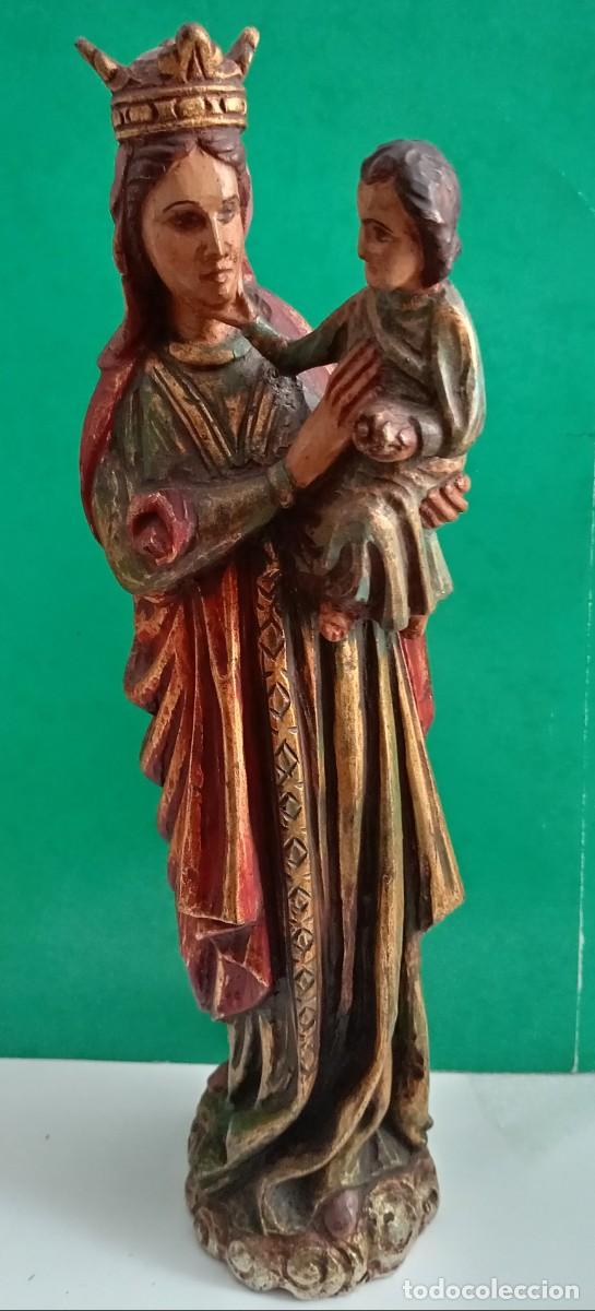 Arte: Virgen con Ni&ntilde;o. Talla de madera. - Foto 2