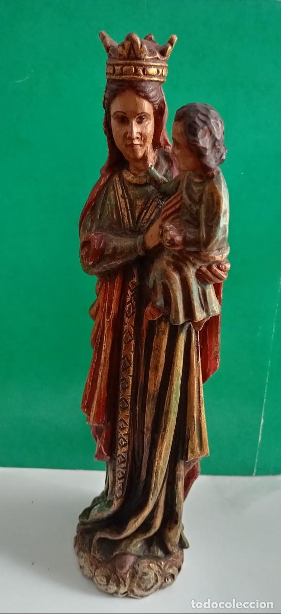 Arte: Virgen con Ni&ntilde;o. Talla de madera. - Foto 5