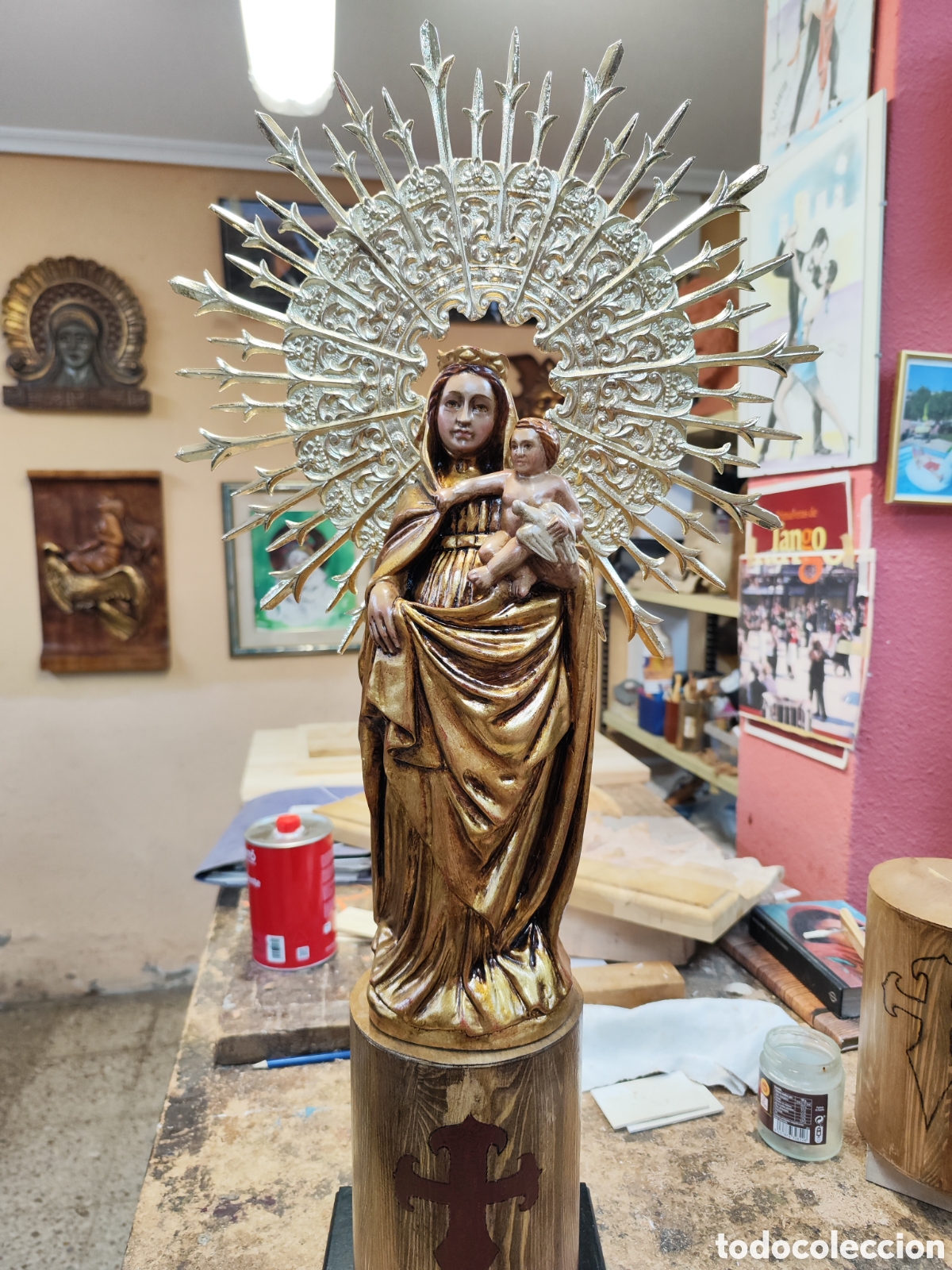 Arte: Virgen del pilar madera abedul - Foto 2