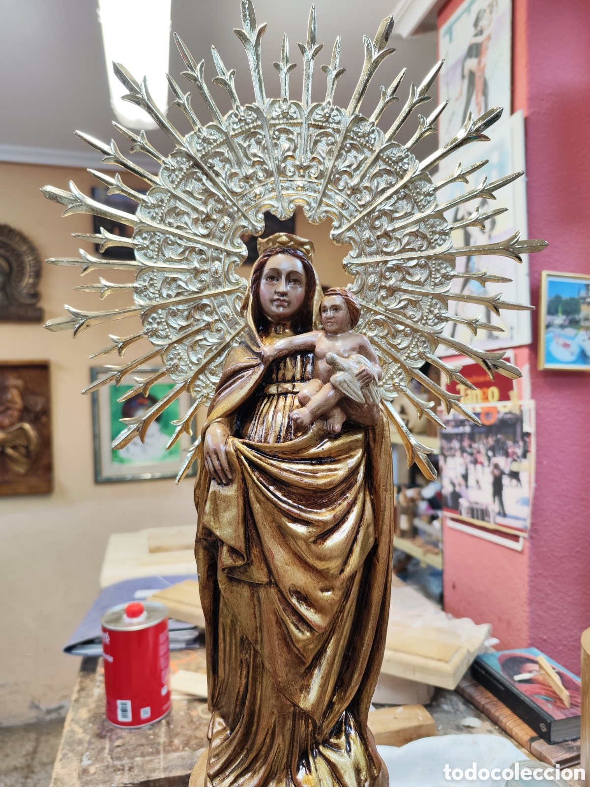Arte: Virgen del pilar madera abedul - Foto 3