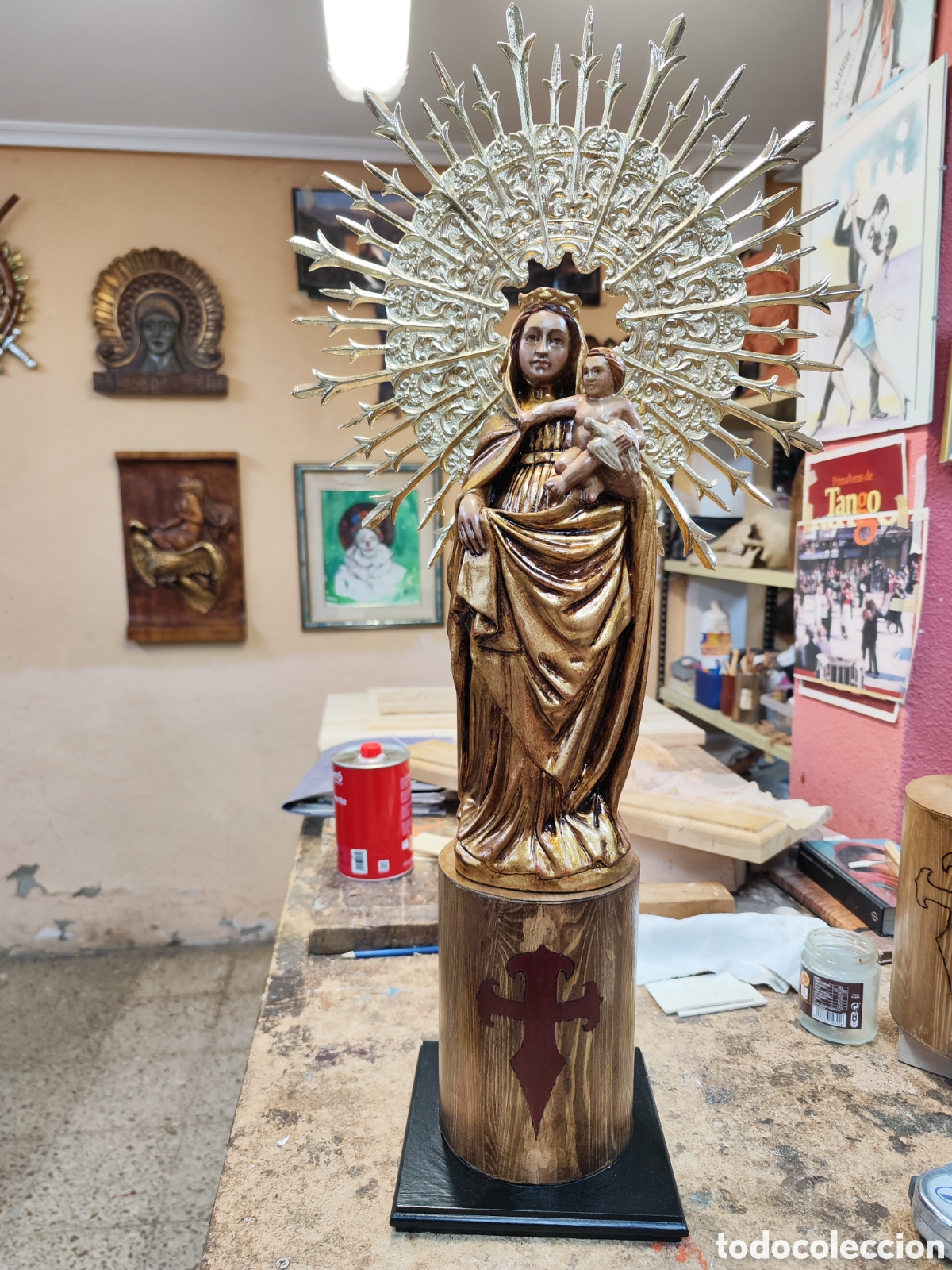 Arte: Virgen del pilar madera abedul - Foto 1