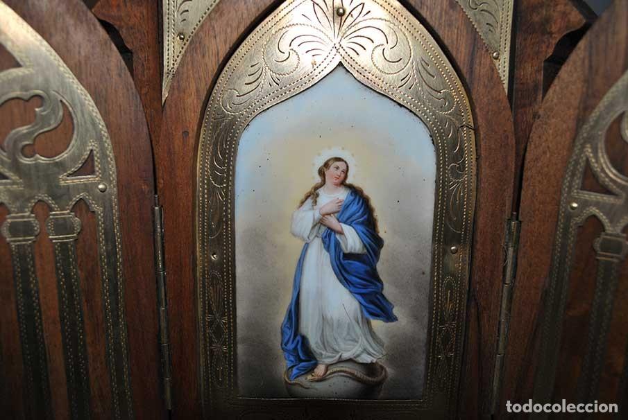 Arte: CAPILLA O TR&Iacute;PTICO MADERA Y VIRGEN INMACULADA - Foto 4