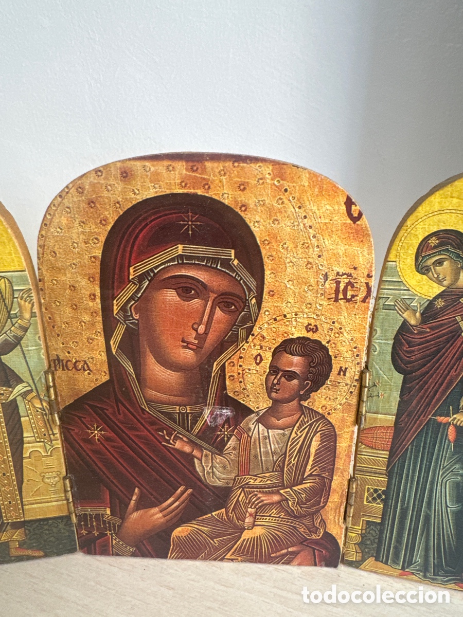 Arte: Tr&iacute;ptico Hermoso Icono Religioso Ortodoxo - Foto 3