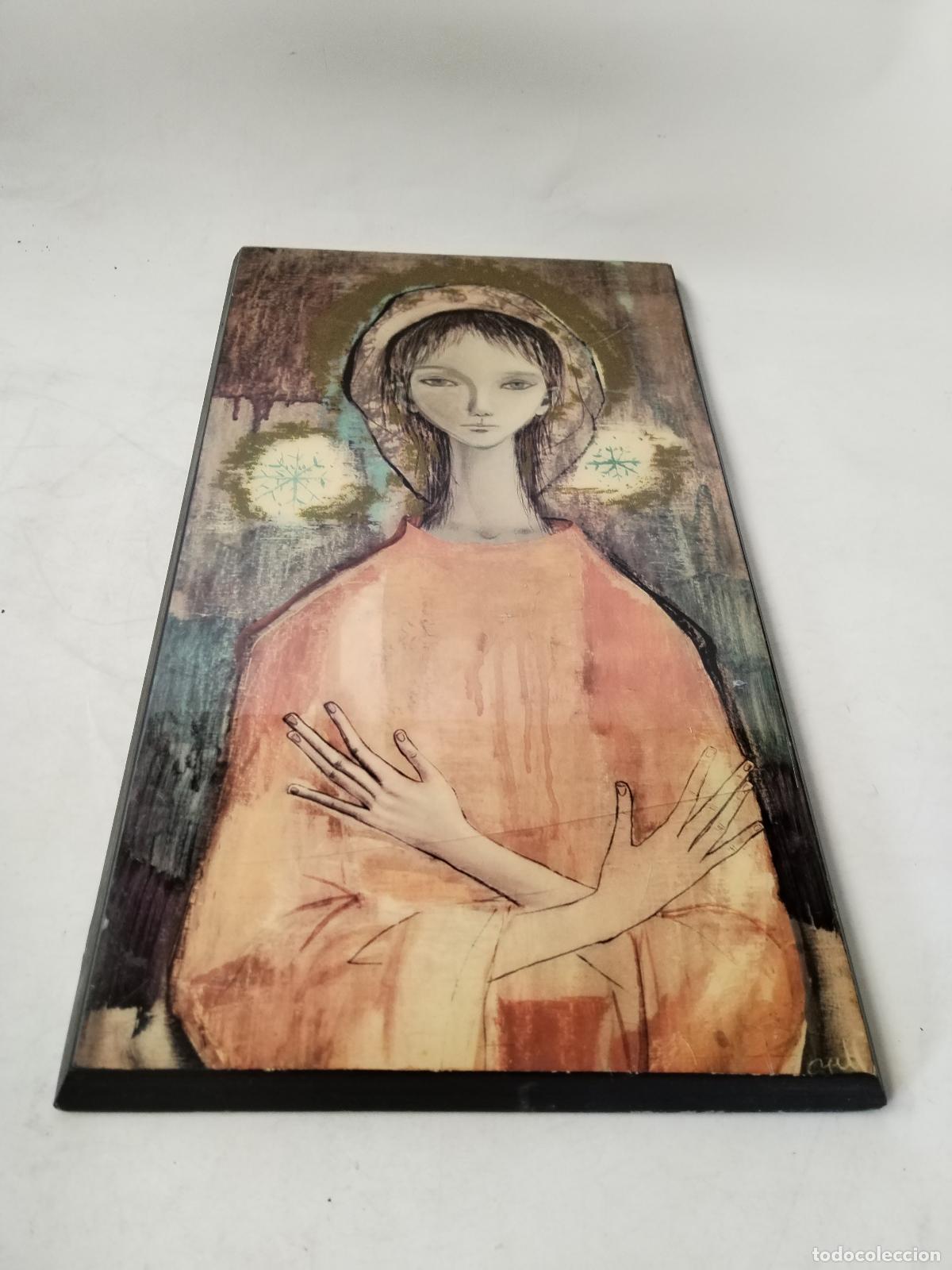 Arte: virgen en madera con lamina lacada - Foto 4