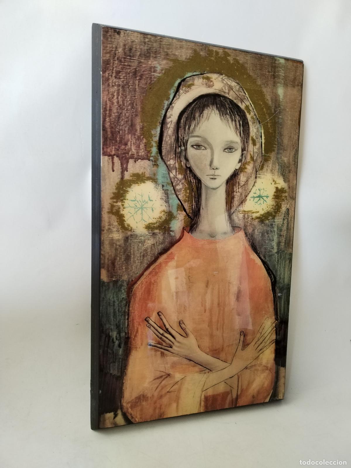 Arte: virgen en madera con lamina lacada - Foto 5