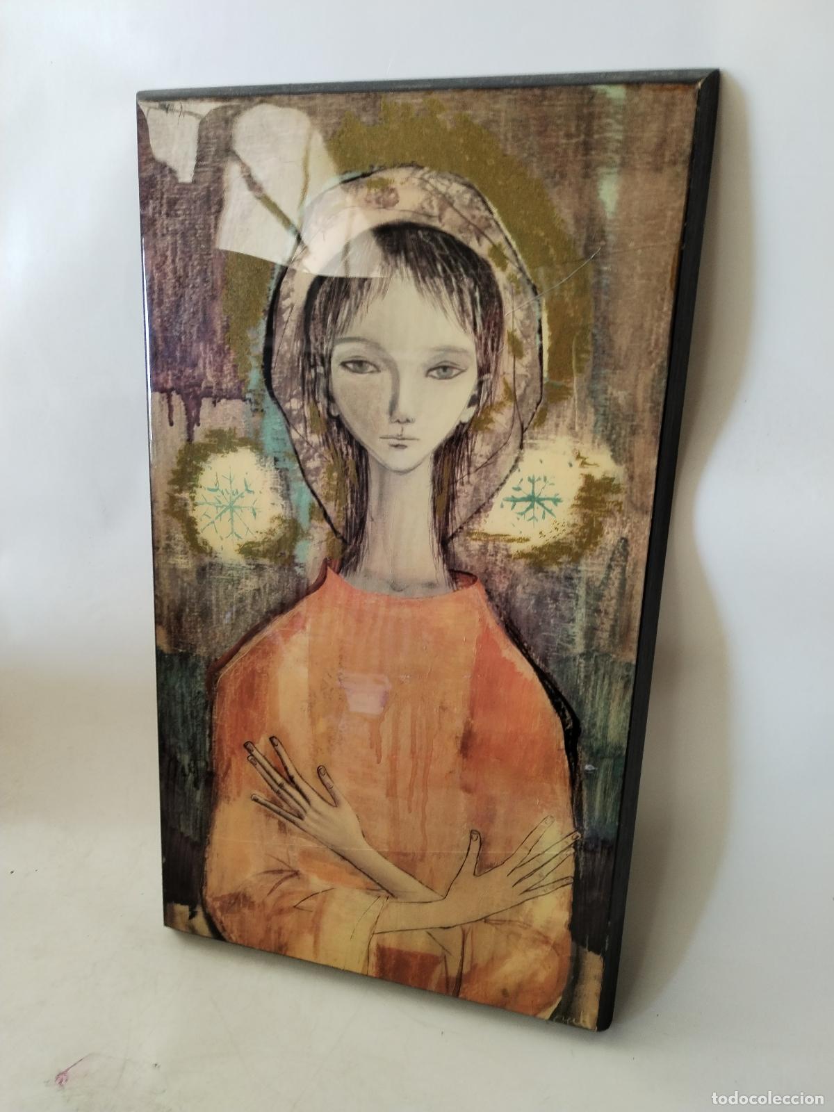 Arte: virgen en madera con lamina lacada - Foto 6