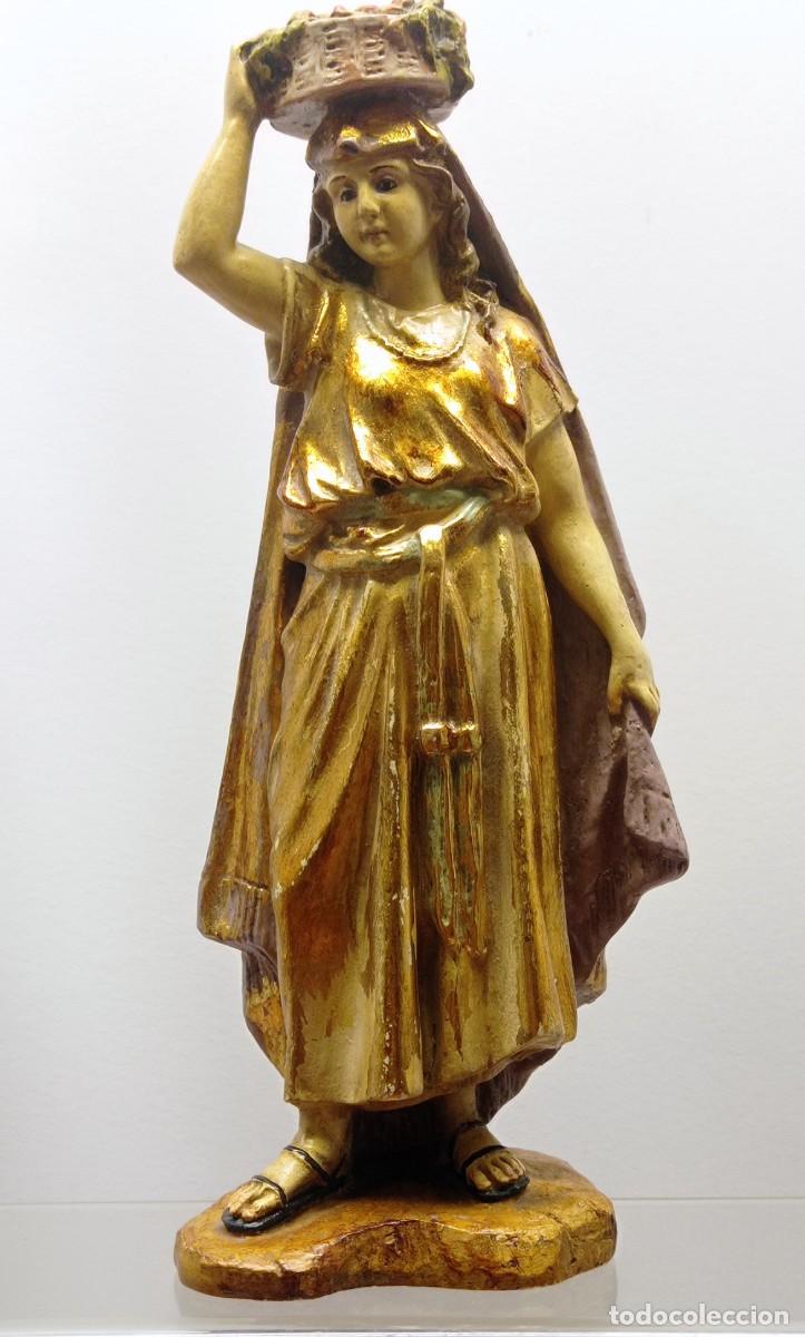 Arte: HEBREA CON CESTO - ANTIGUA FIGURA BELEN SELLO ARTE CRISTIANO OLOT, 24.5 CM