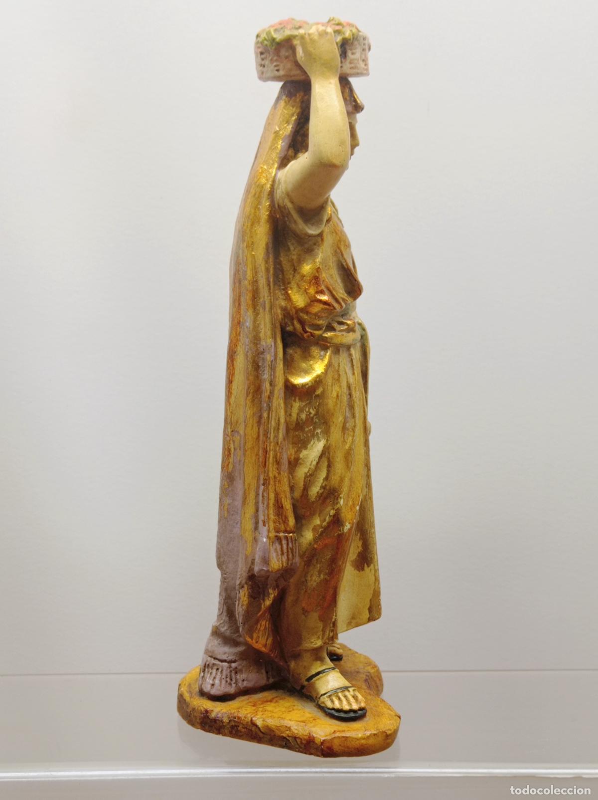 Arte: HEBREA CON CESTO - ANTIGUA FIGURA BELEN SELLO ARTE CRISTIANO OLOT, 24.5 CM