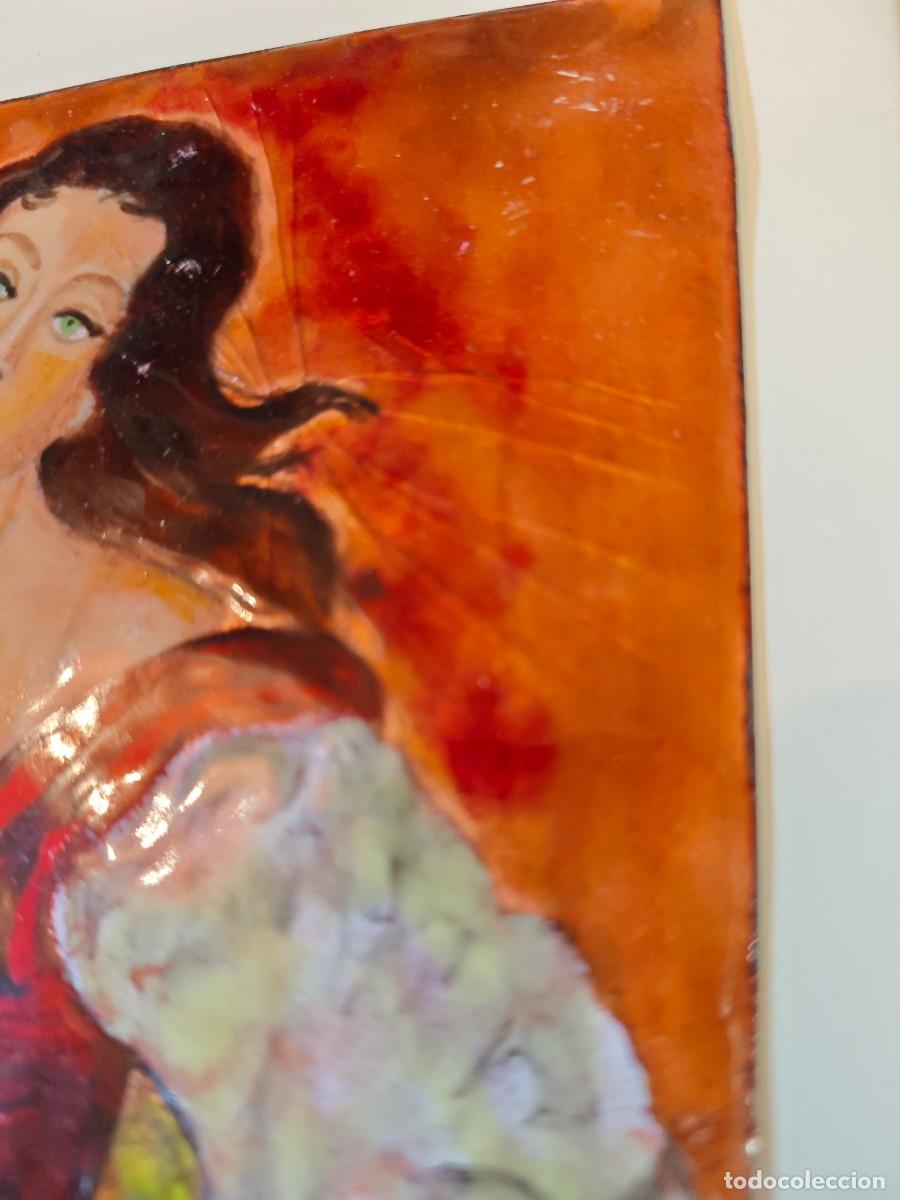 Arte: Mujer gitana flamenca placa de cobre esmaltada - Foto 4