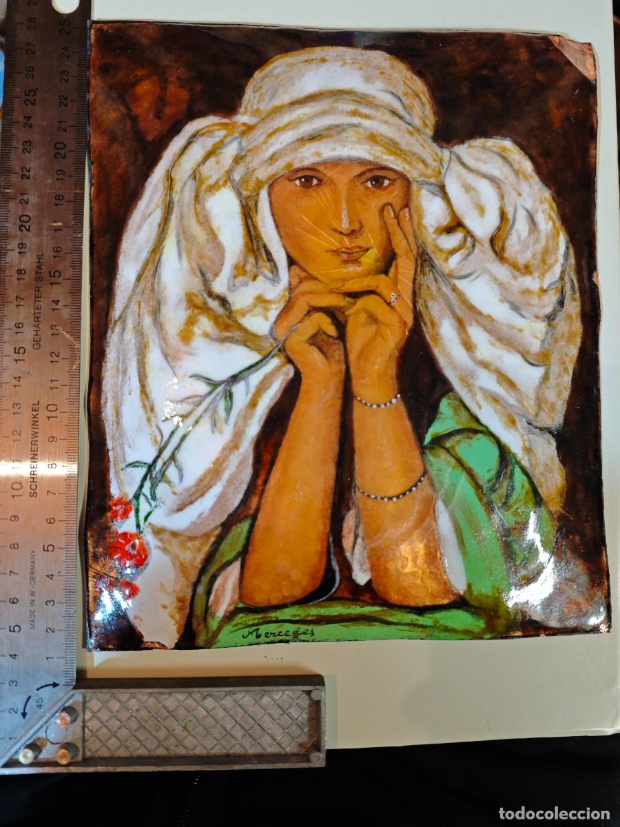 Arte: Mujer or&aacute;culo gitana placa de cobre esmaltada - Foto 1