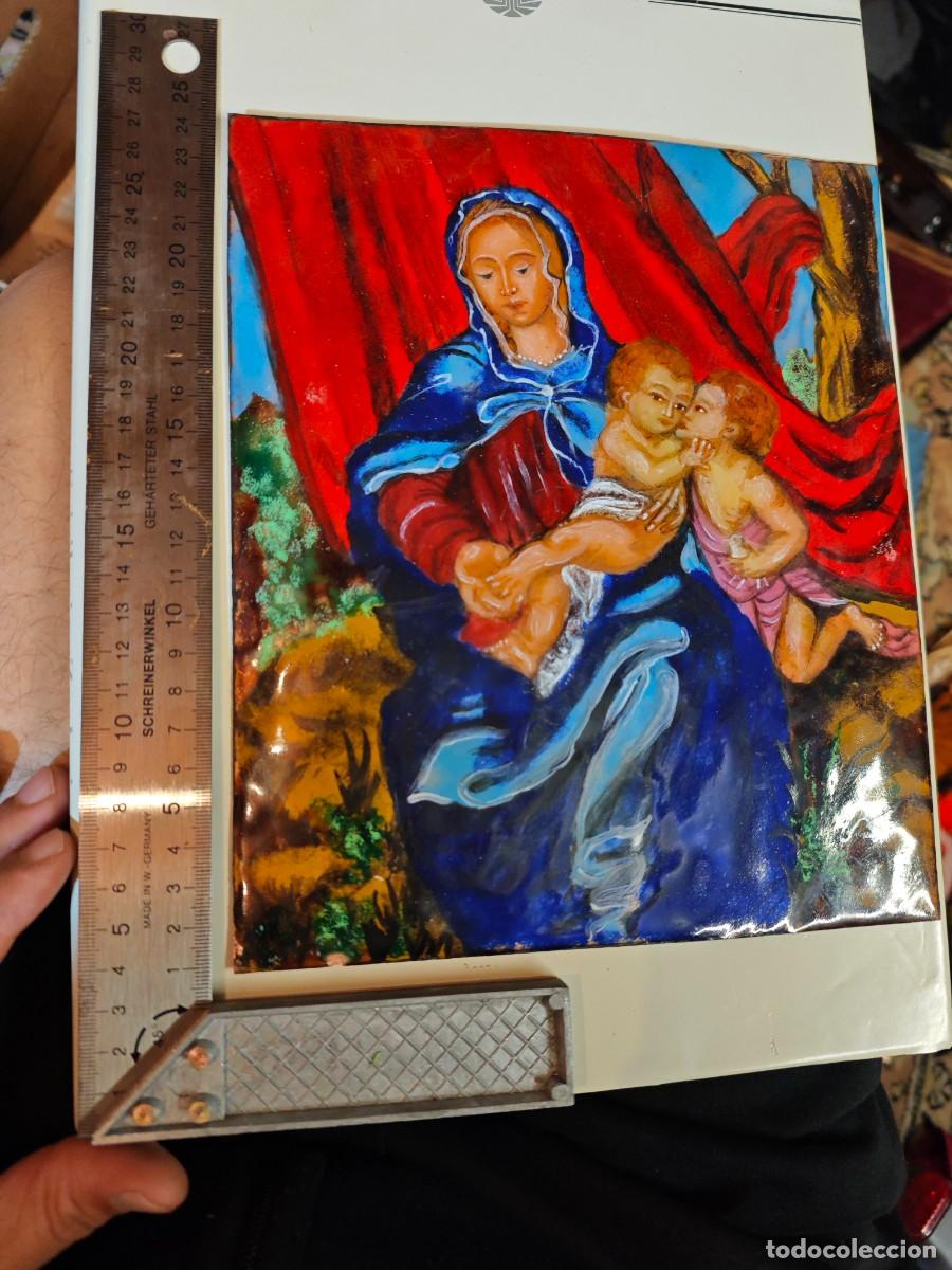 Arte: Virgen de Murillo placa de cobre esmaltada - Foto 2