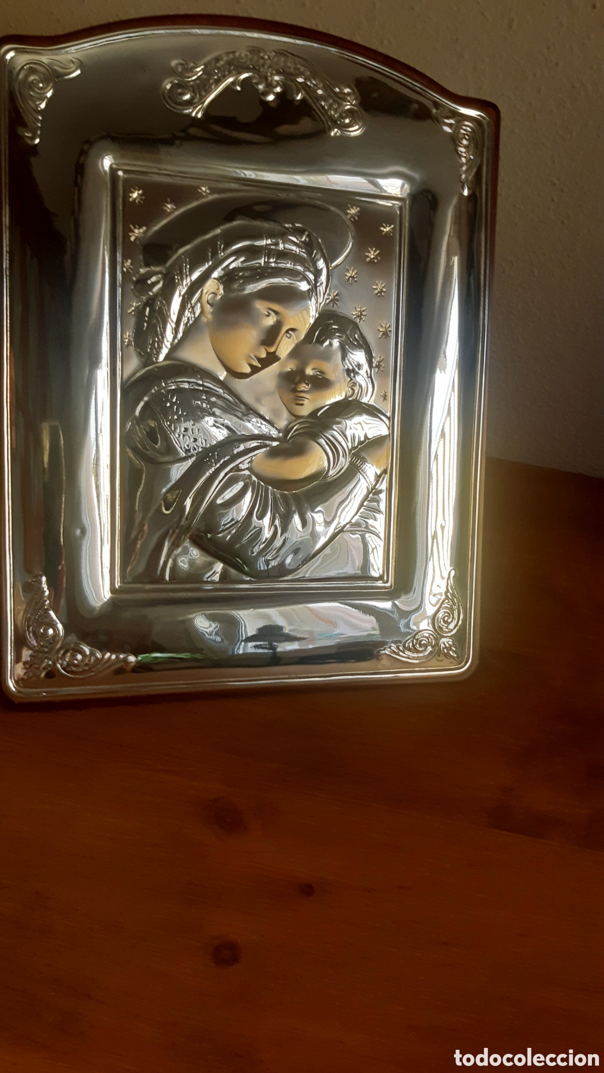Arte: Cuadro de Virgen con ni&ntilde;o en plata - Foto 9
