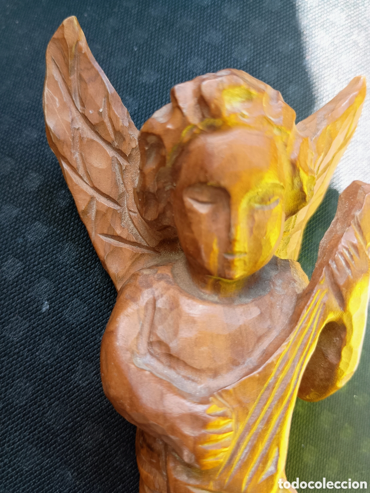 Arte: Angel madera con instrumento - Foto 2