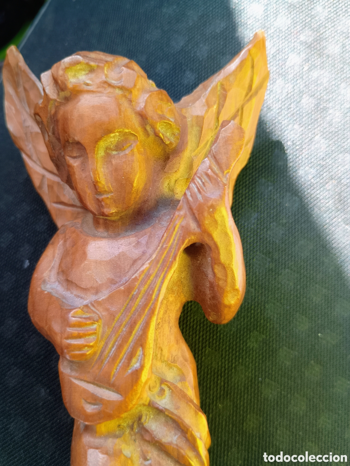 Arte: Angel madera con instrumento - Foto 3