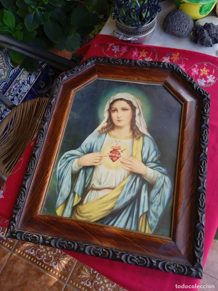 Arte: Cuadro antiguo religioso Coraz&oacute;n de Mar&iacute;a - Foto 1
