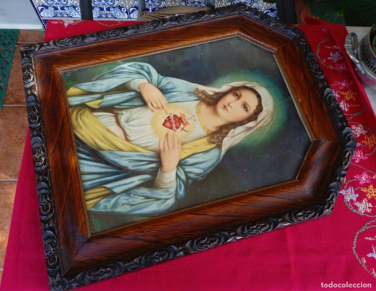 Arte: Cuadro antiguo religioso Coraz&oacute;n de Mar&iacute;a - Foto 2