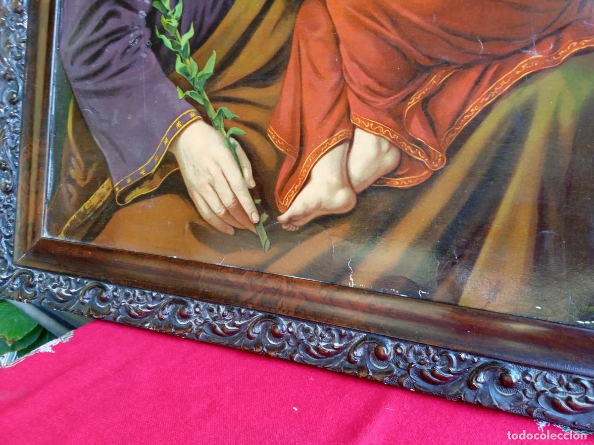 Arte: Cuadro antiguo religioso de San Jos&eacute; - Foto 4
