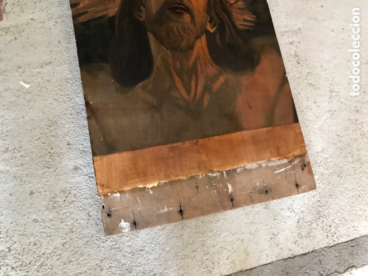 Arte: Cabeza cristo pintada sobre tabla. - Foto 4