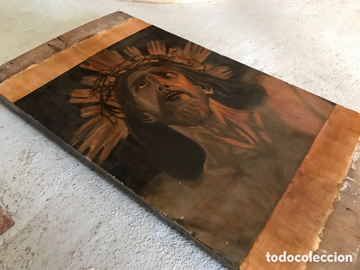 Arte: Cabeza cristo pintada sobre tabla. - Foto 7
